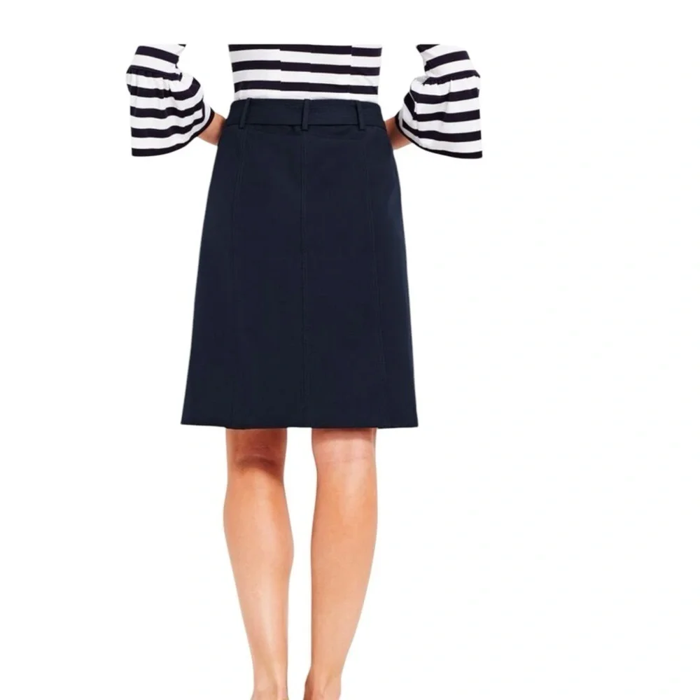 Talbots Bella Button A Line Navy‎ Blue Skirt